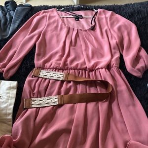 half sleeve dress with belt